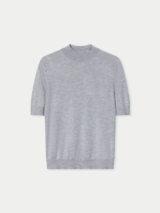 Chemise en cachemire et soie à col montant