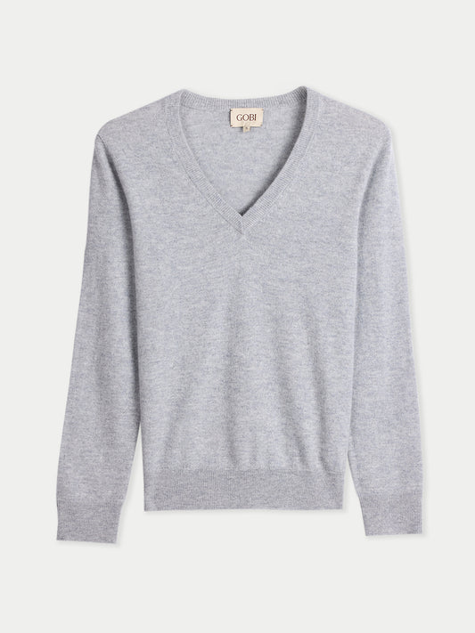 Pull en cachemire pour femme à col en V