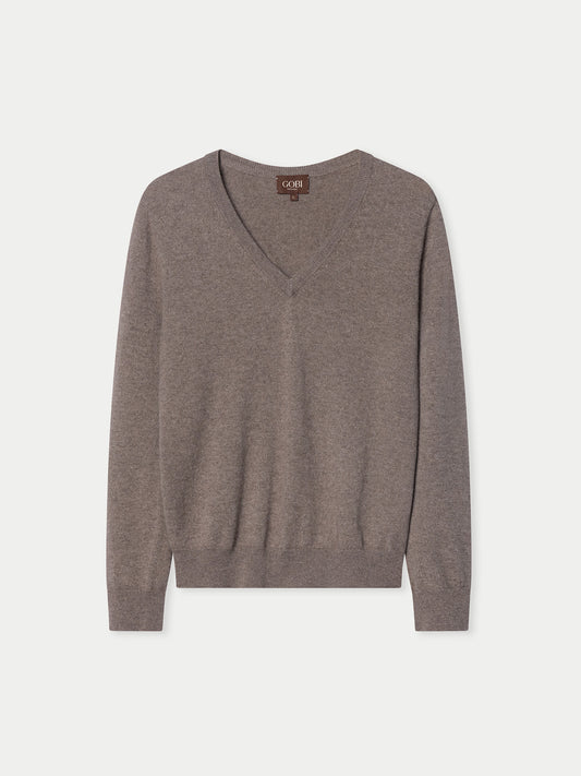 Pull en cachemire pour femme à col en V Couleur Organique
