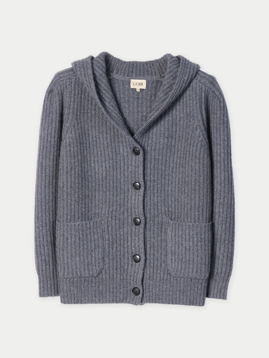 Cardigan en cachemire femme à épaules larges Couleur Gris | GOBI