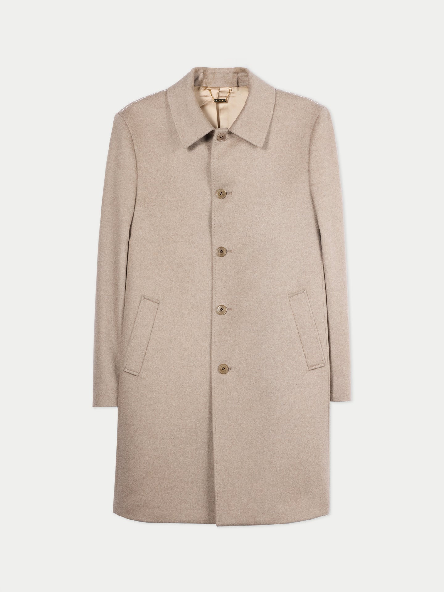 Manteau Homme En Cachemire À Simple Boutonnage Couleur Organique Taupe - Gobi Cashmere