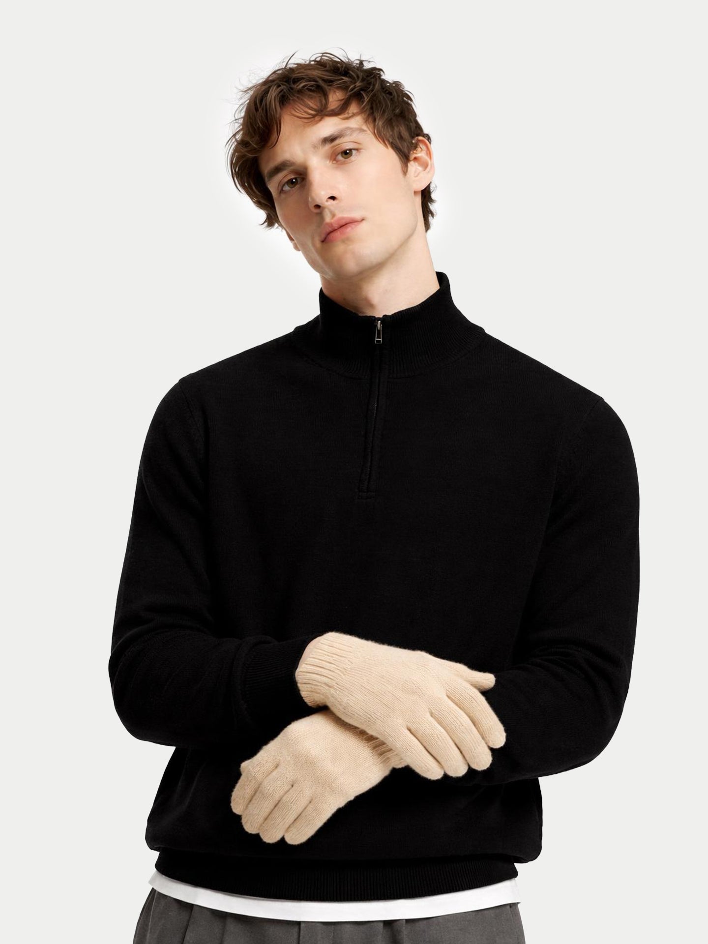 Gants Essentiels en Cachemire Tricoté Couleur Organique
