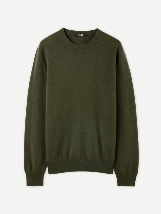 Pull col rond en Cachemire pour hommes Vert - Gobi Cashmere