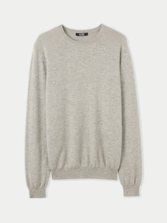 Pull col rond en Cachemire pour hommes Gris - Gobi Cashmere