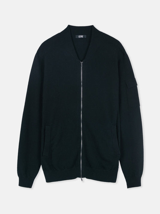 Bomber jacket en cachemire authentique Noir | GOBI Cashmere