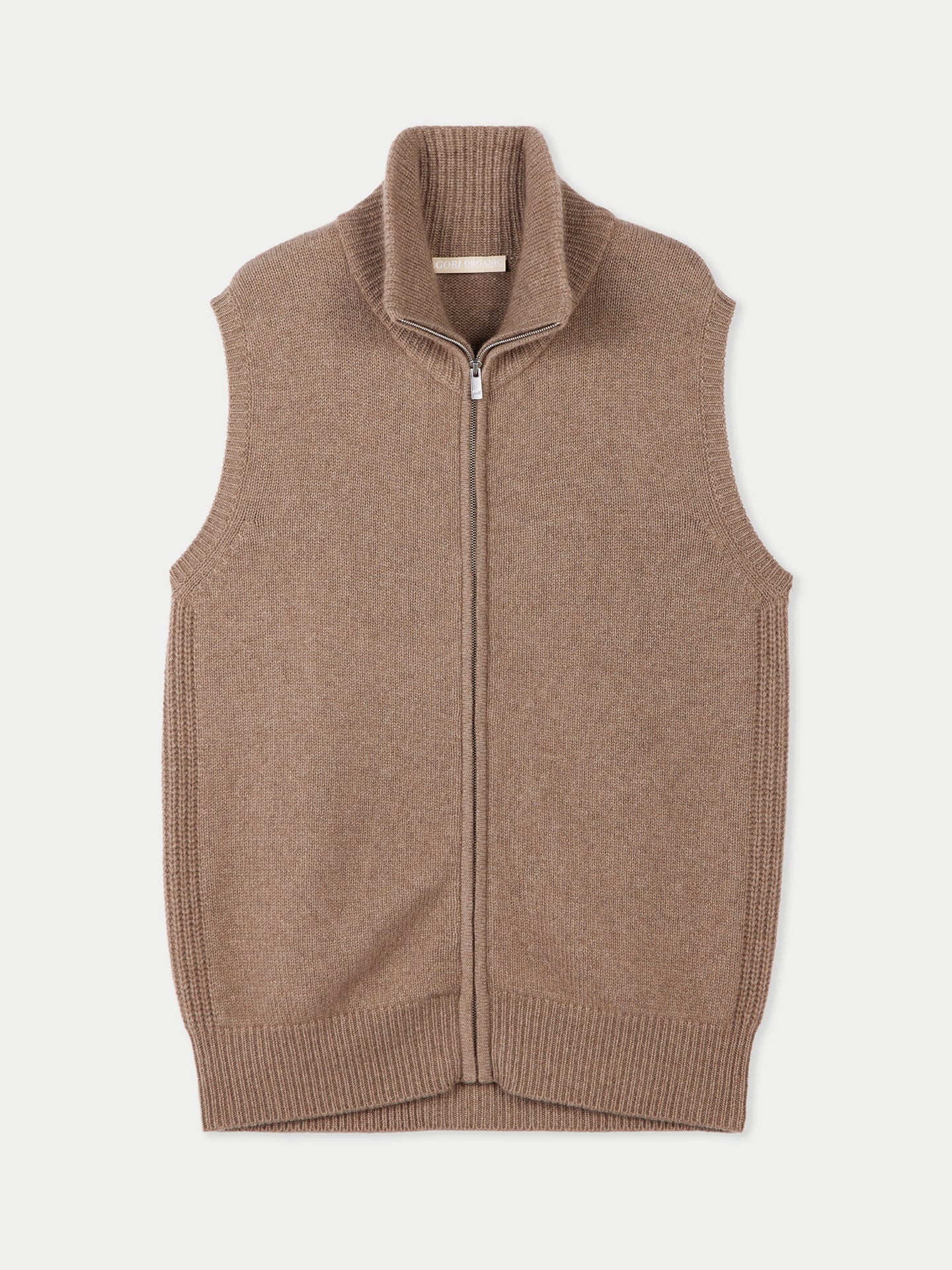 Gilet en cachemire avec fermeture éclair complète Taupe - Gobi Cashmere