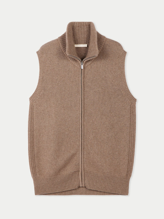 Gilet en cachemire avec fermeture éclair complète Taupe - Gobi Cashmere