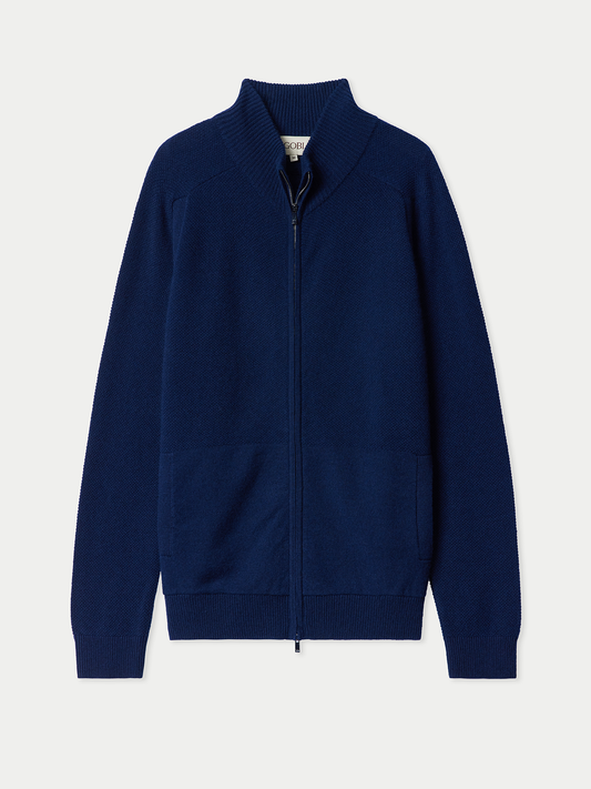 Cardigan en cachemire zippé à col montant