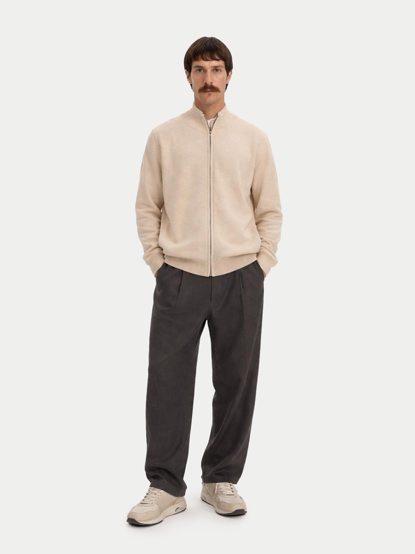 Cardigan zippé en cachemire Essential pour hommes Couleur Organique