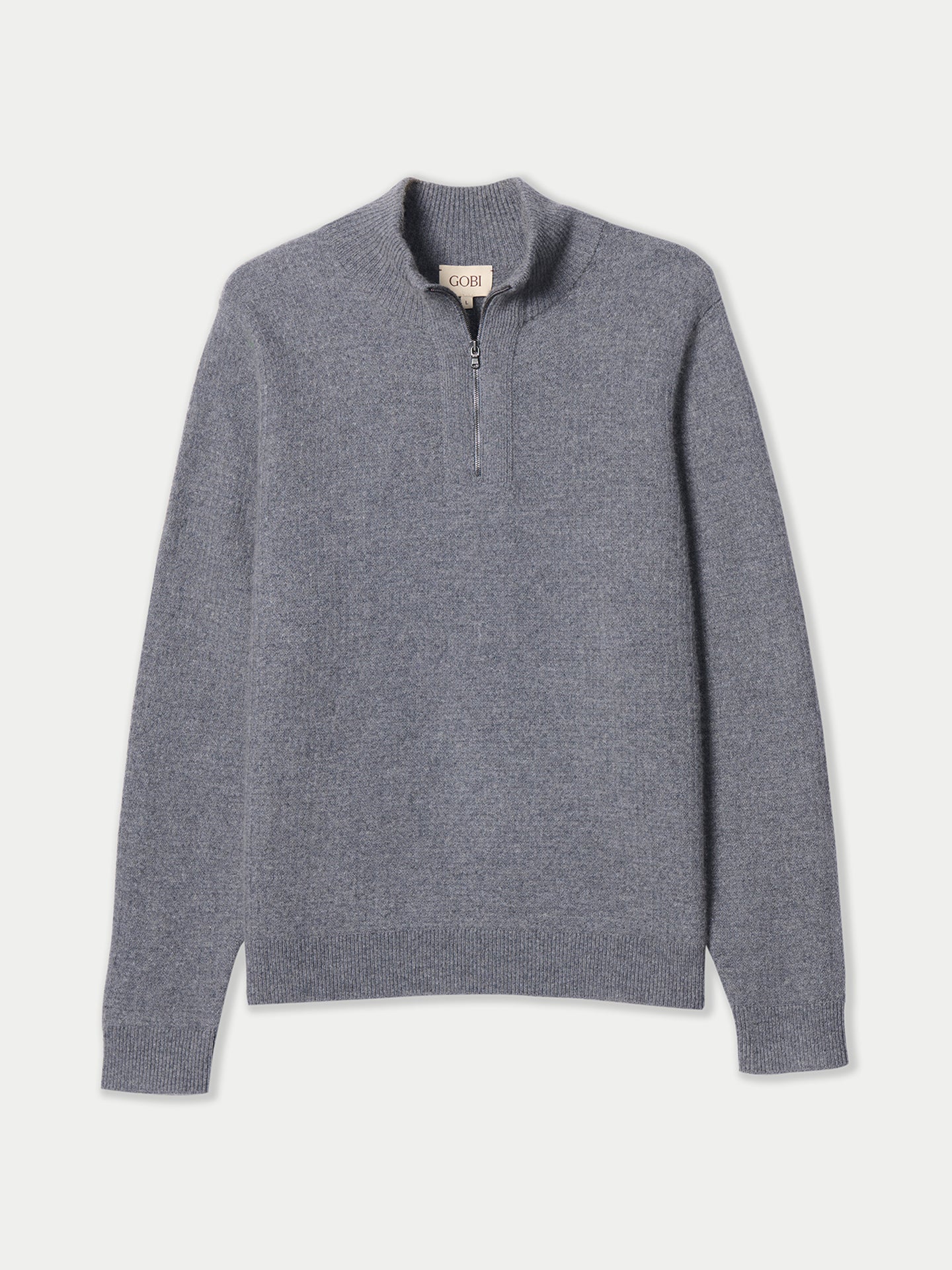 Pull Cachemire Waffle Demi-Zip Homme couleur gris | GOBI Cashmere