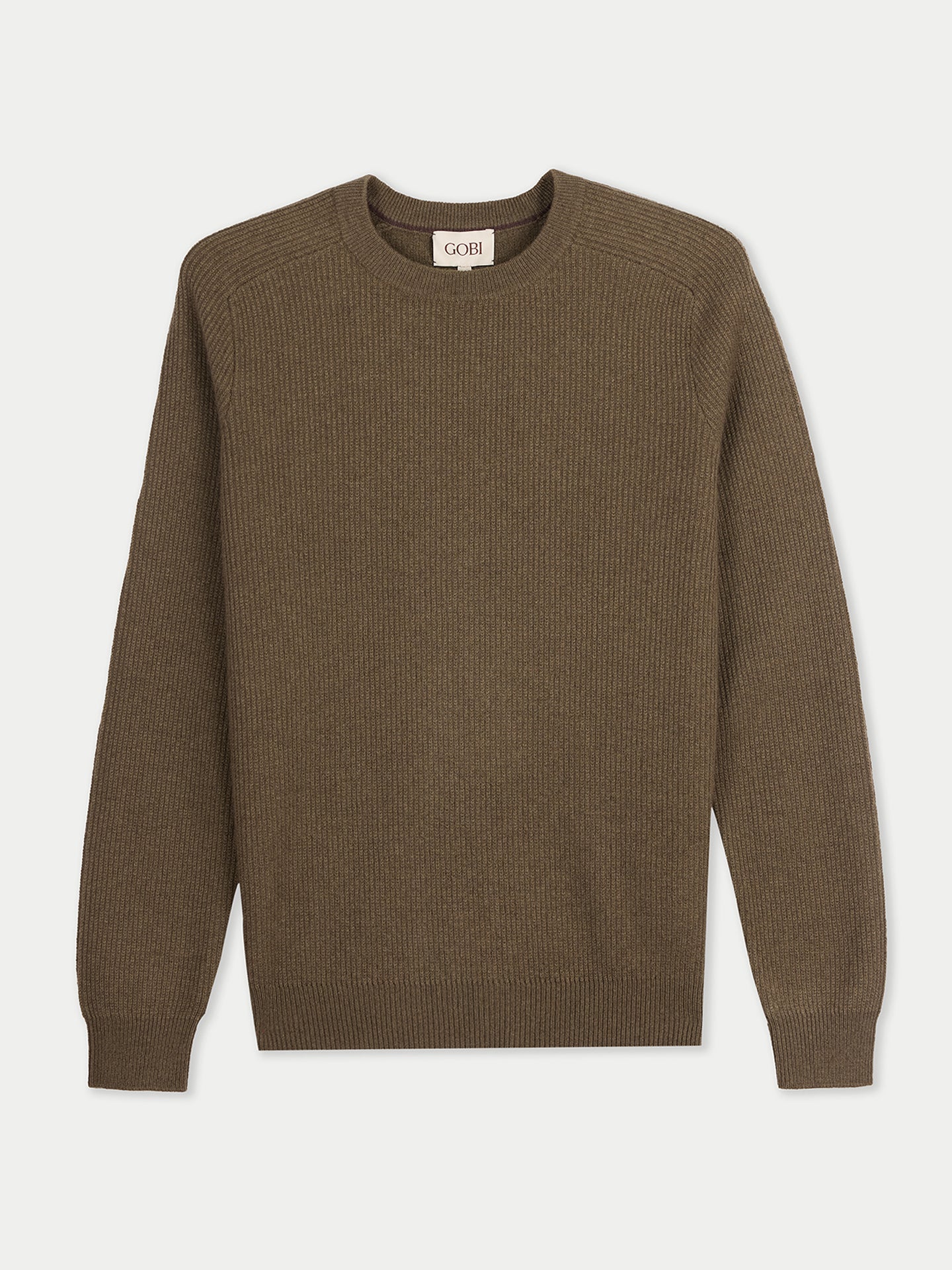 Men's Ribbed Cashmere Sweater color brown | GOBI Cashmere