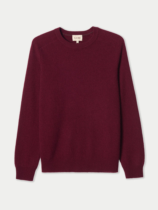 Men's Ribbed Cashmere Sweater color red | GOBI Cashmere