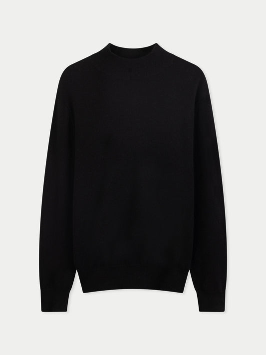 Pull col haut en cachemire Timeless homme couleur noir | GOBI Cashmere