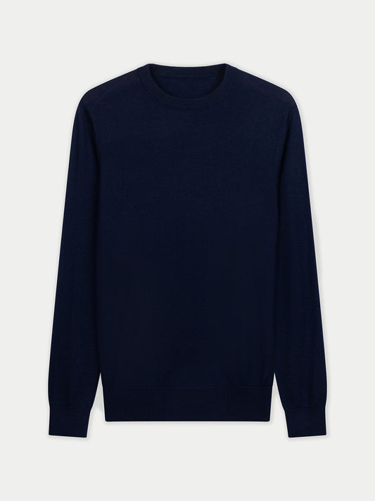 Pull en cachemire et soie à col rond couleur navy | GOBI Cashmere