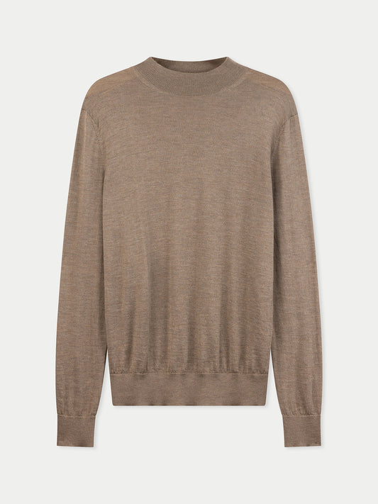 Pull homme en cachemire et soie à col montant
