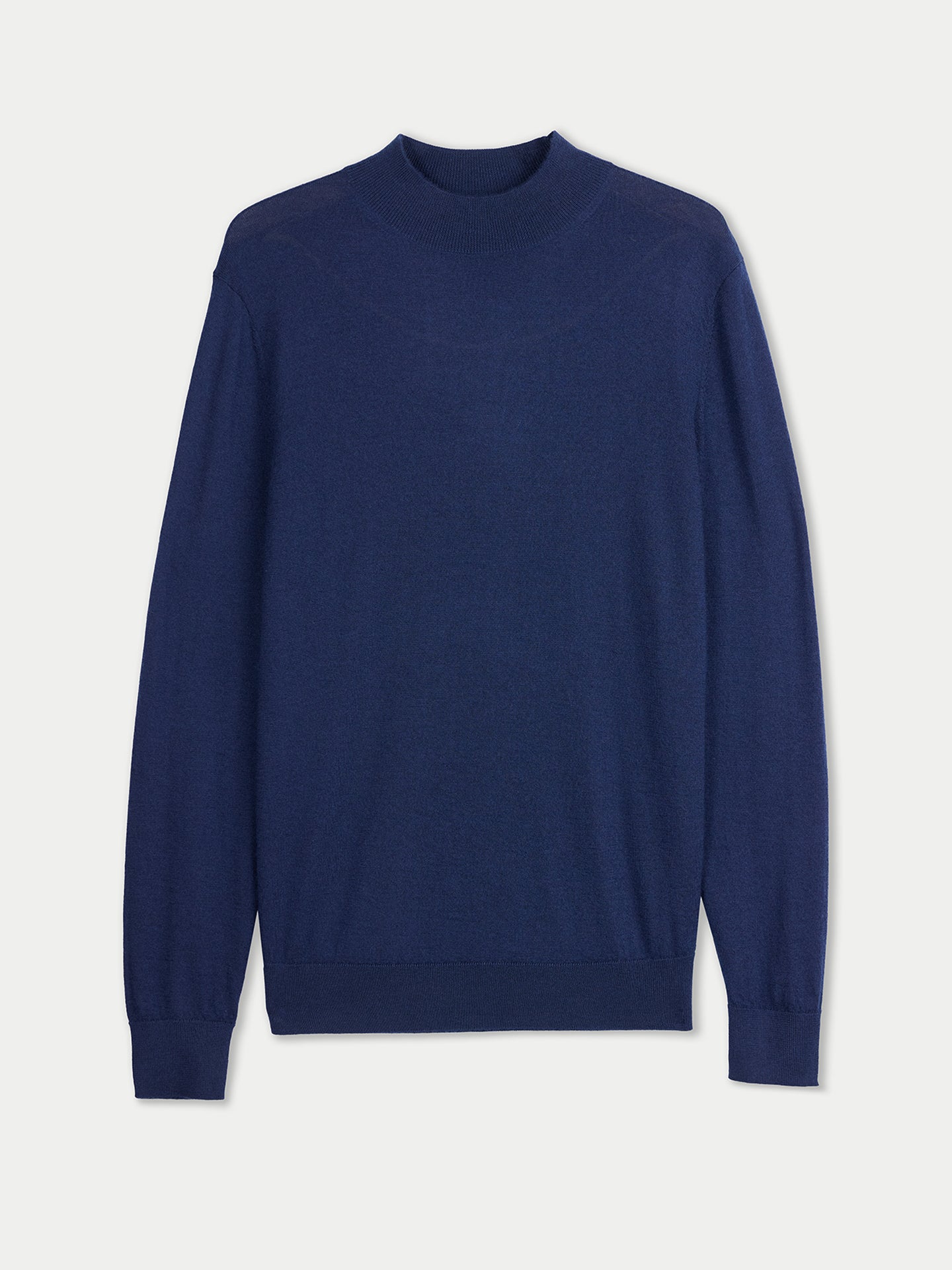 Pull en cachemire et soie à col montant couleur navy | GOBI Cashmere