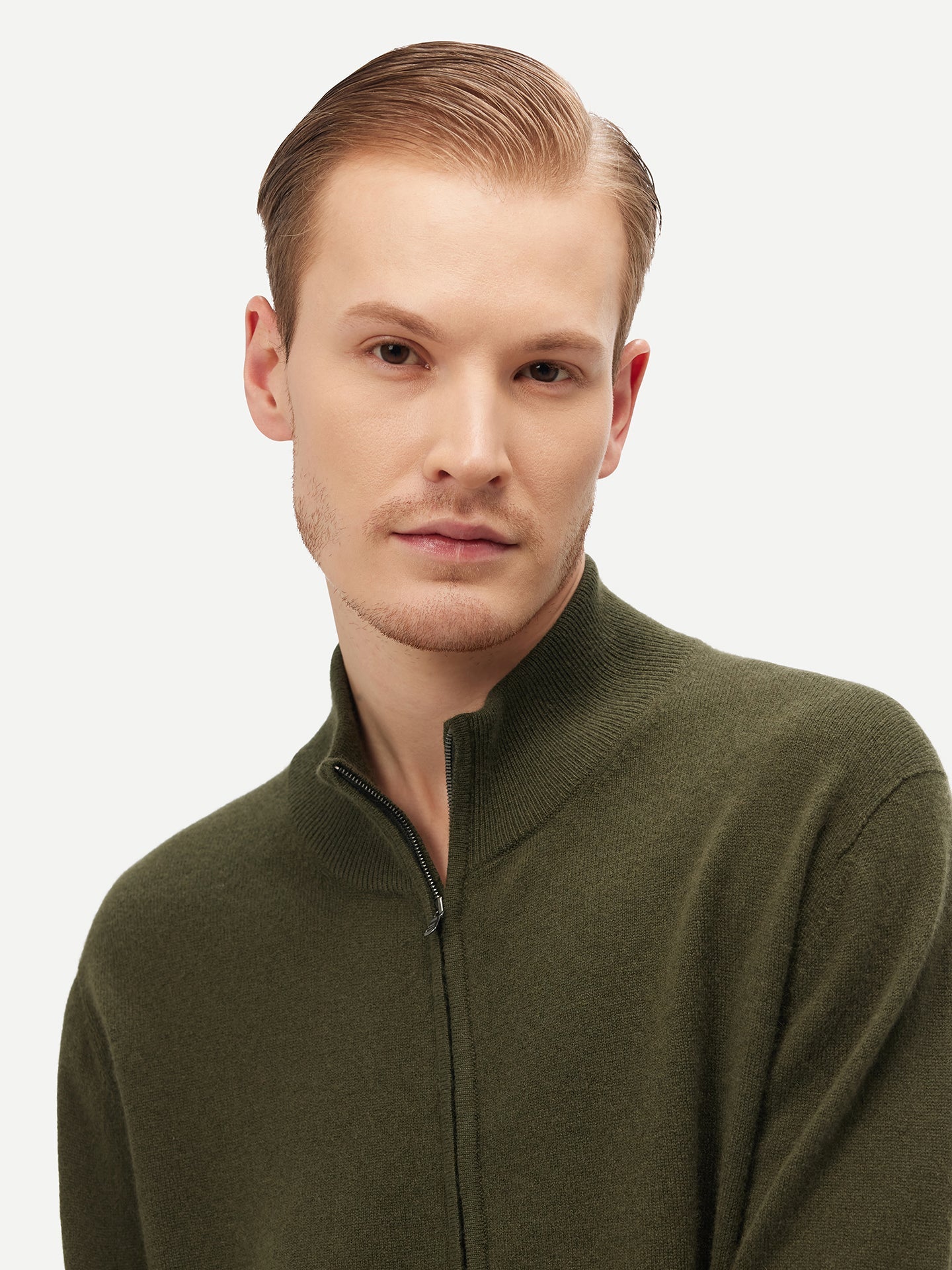 Cardigan à col montant en Cachemire pour hommes Vert - Gobi Cashmere