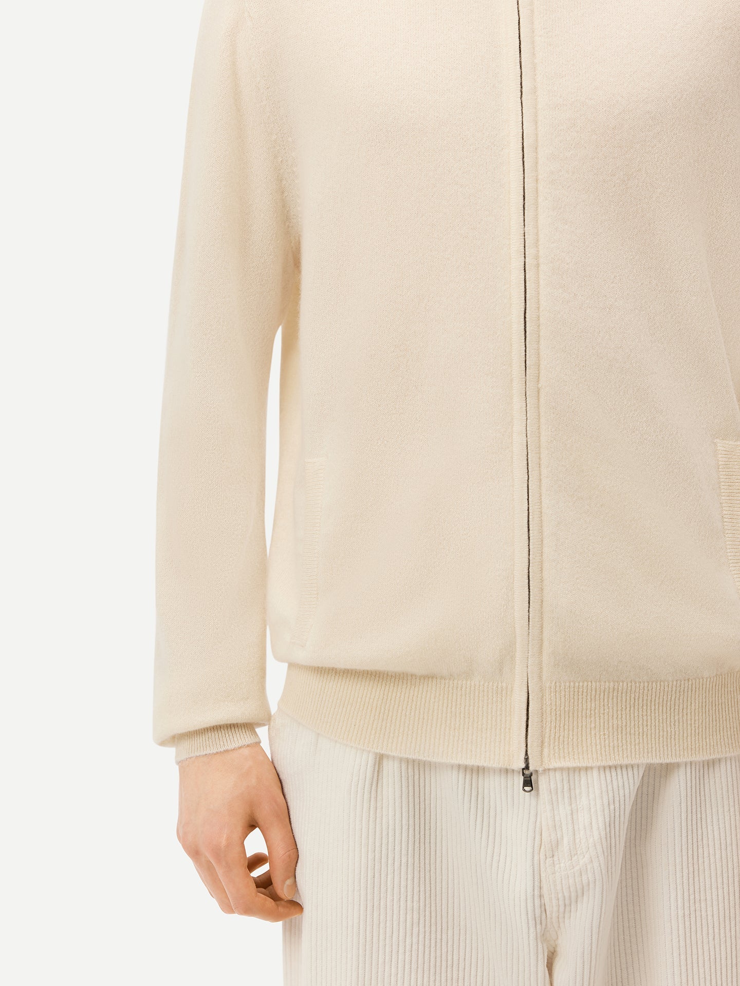 Cardigan à col montant en Cachemire pour hommes Blanc - Gobi Cashmere