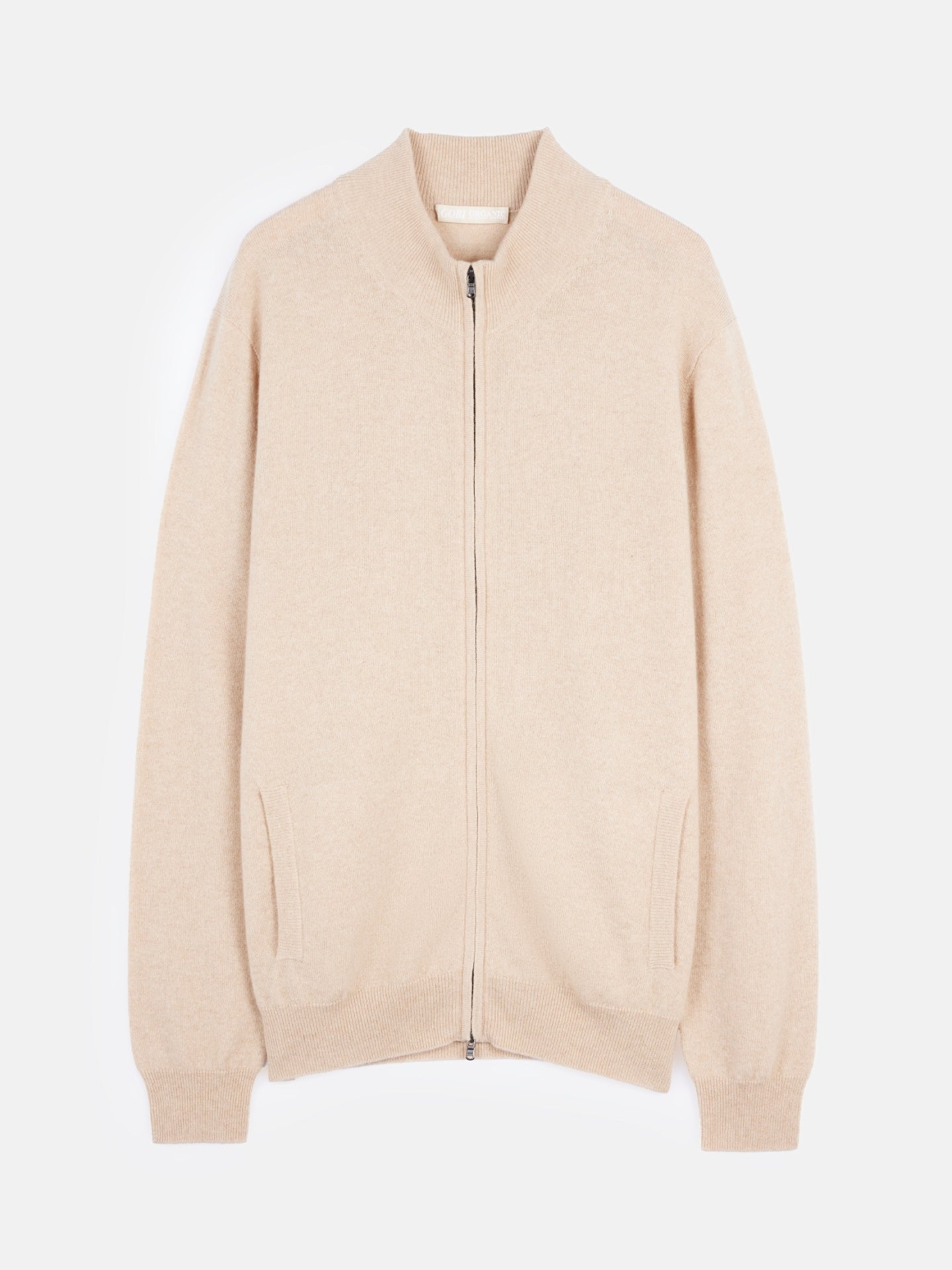 Cardigan à col montant en Cachemire pour hommes Taupe - Gobi Cashmere