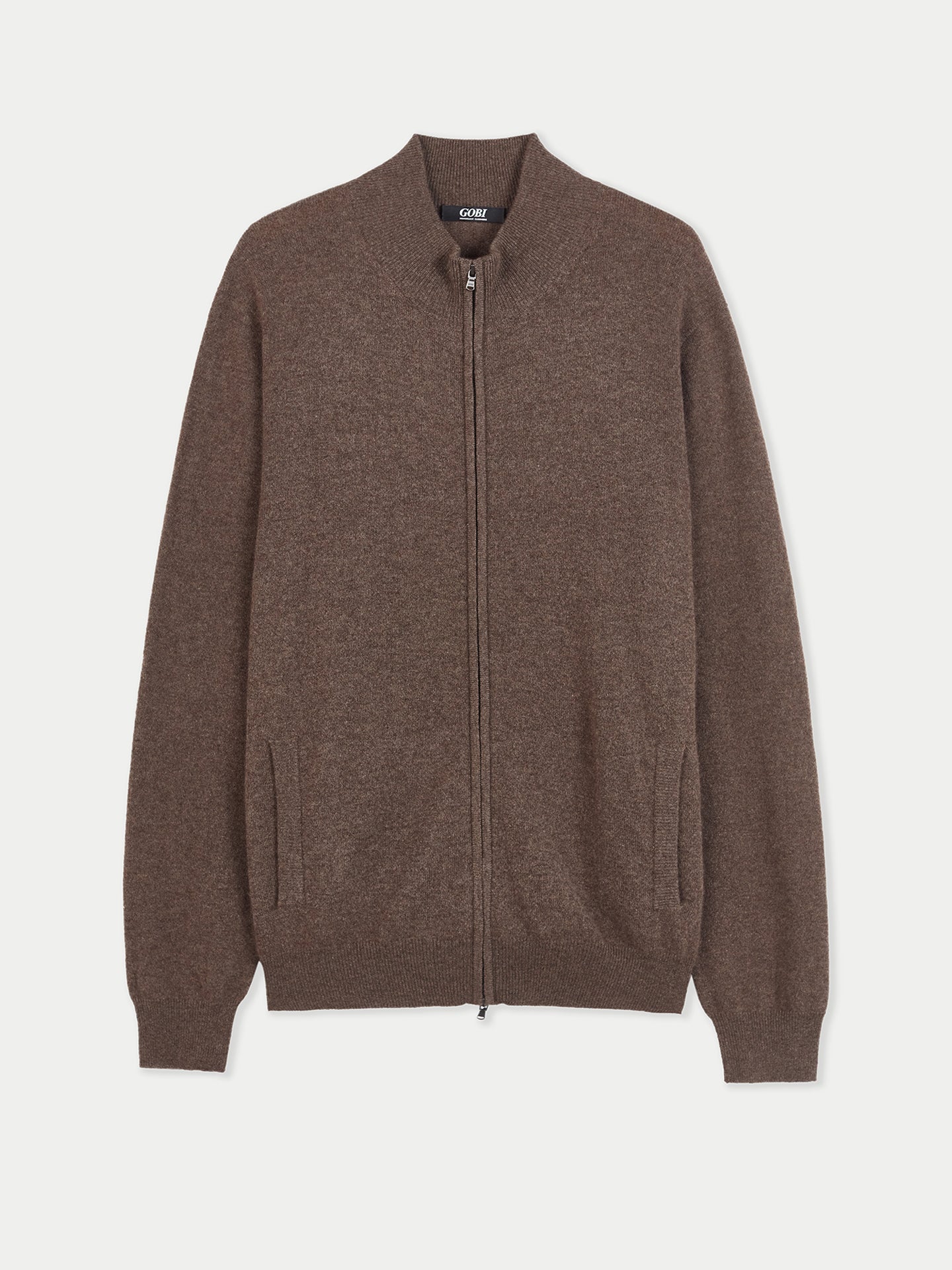 Cardigan à col montant en Cachemire pour hommes Taupe - Gobi Cashmere