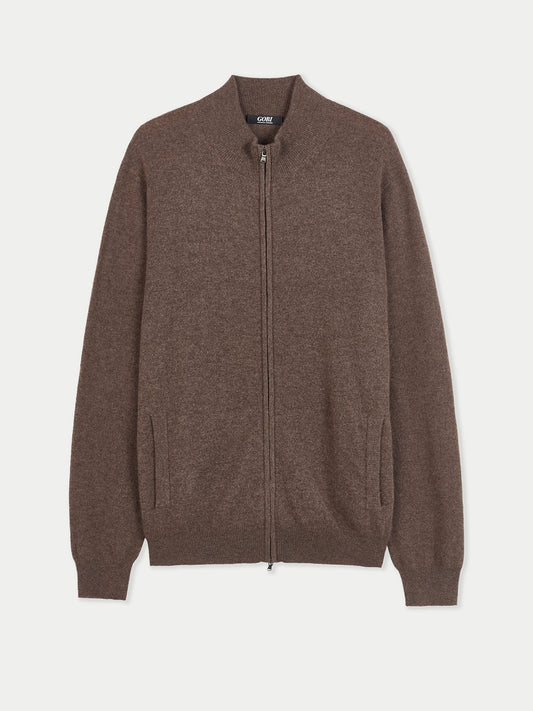 Cardigan à col montant en Cachemire pour hommes Taupe - Gobi Cashmere