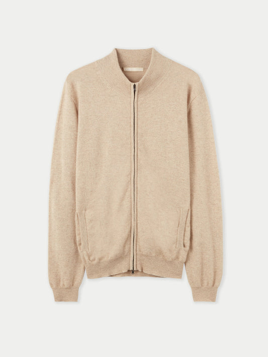 Cardigan à col montant en Cachemire pour hommes Taupe - Gobi Cashmere