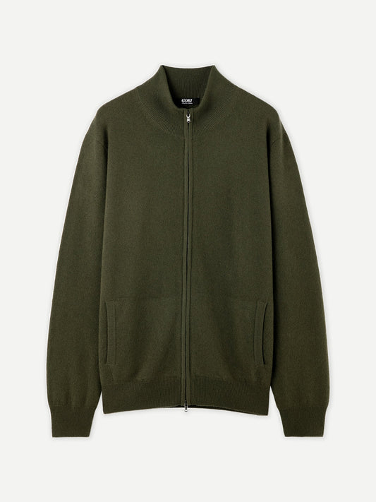 Cardigan à col montant en Cachemire pour hommes Vert - Gobi Cashmere