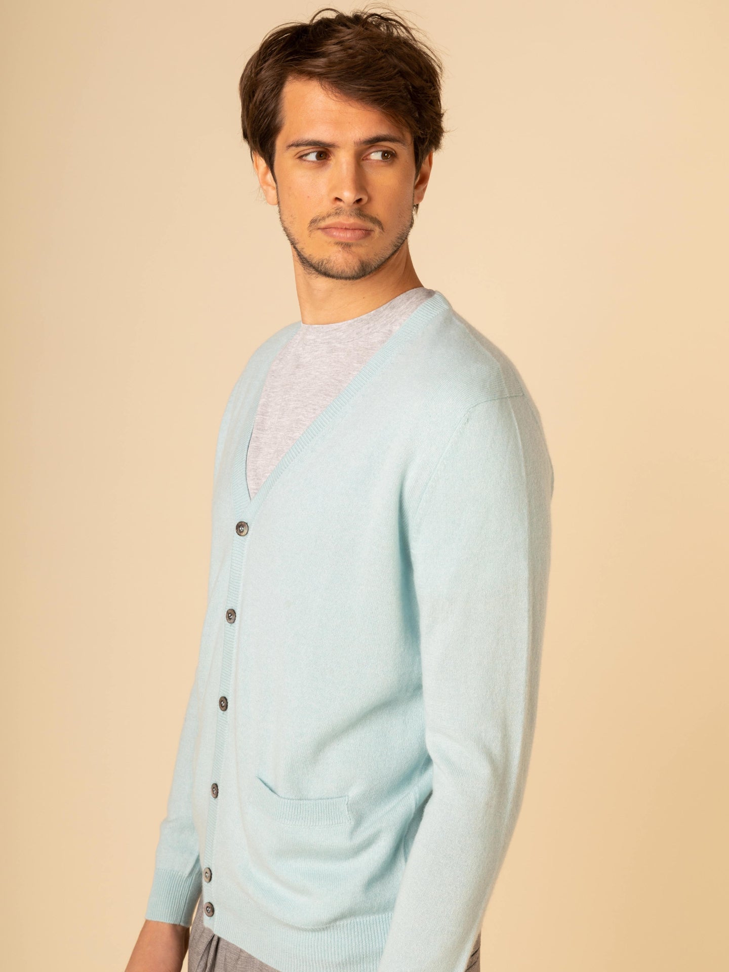 Cardigan a col V en Cachemire pour hommes Marin - Gobi Cashmere