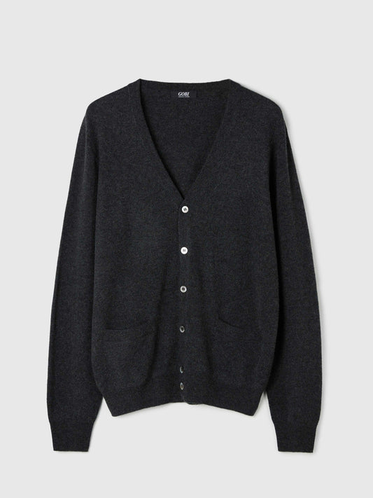 Cardigan a col V en Cachemire pour hommes gris - Gobi Cashmere