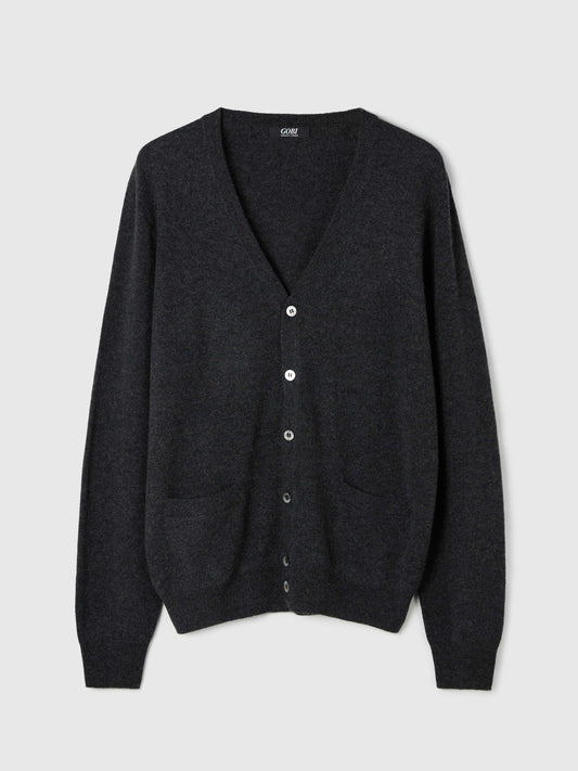 Cardigan a col V en Cachemire pour hommes Gris - Gobi Cashmere