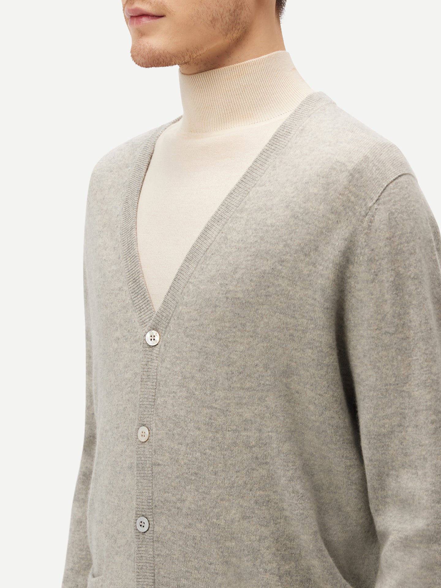 Cardigan a col V en Cachemire pour hommes Gris - Gobi Cashmere