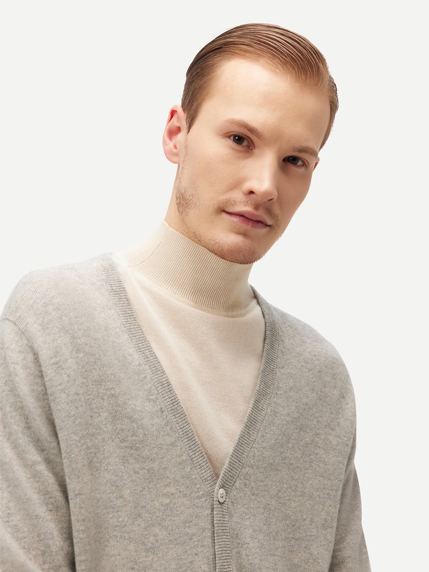 Cardigan a col V en Cachemire pour hommes Gris - Gobi Cashmere