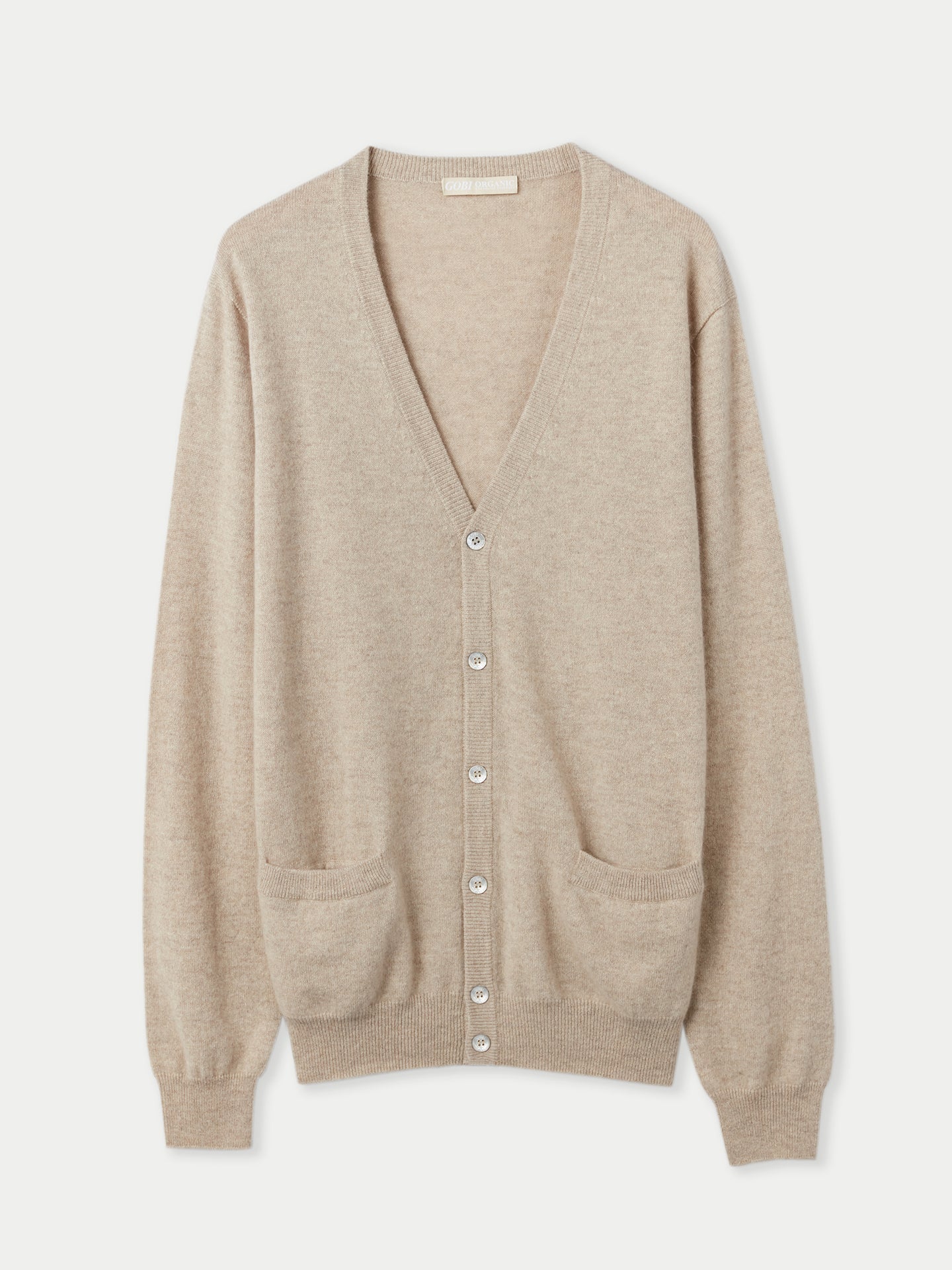 Cardigan a col V en Cachemire pour hommes Taupe - Gobi Cashmere