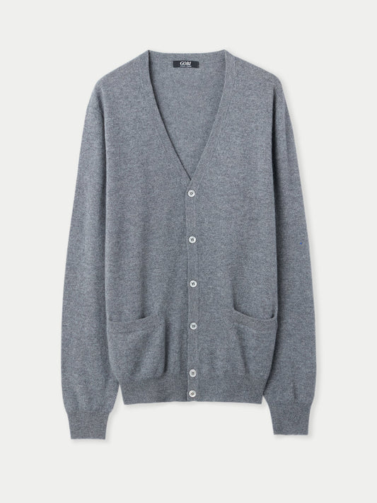 Men's Cashmere V-neck Cardigan Dim Gray - Gobi Cashmere