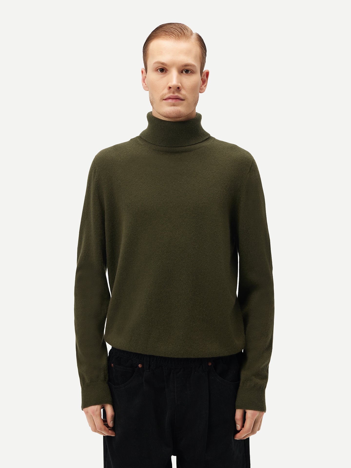 Col roulé homme en cachemire pour hommes Vert - Gobi Cashmere