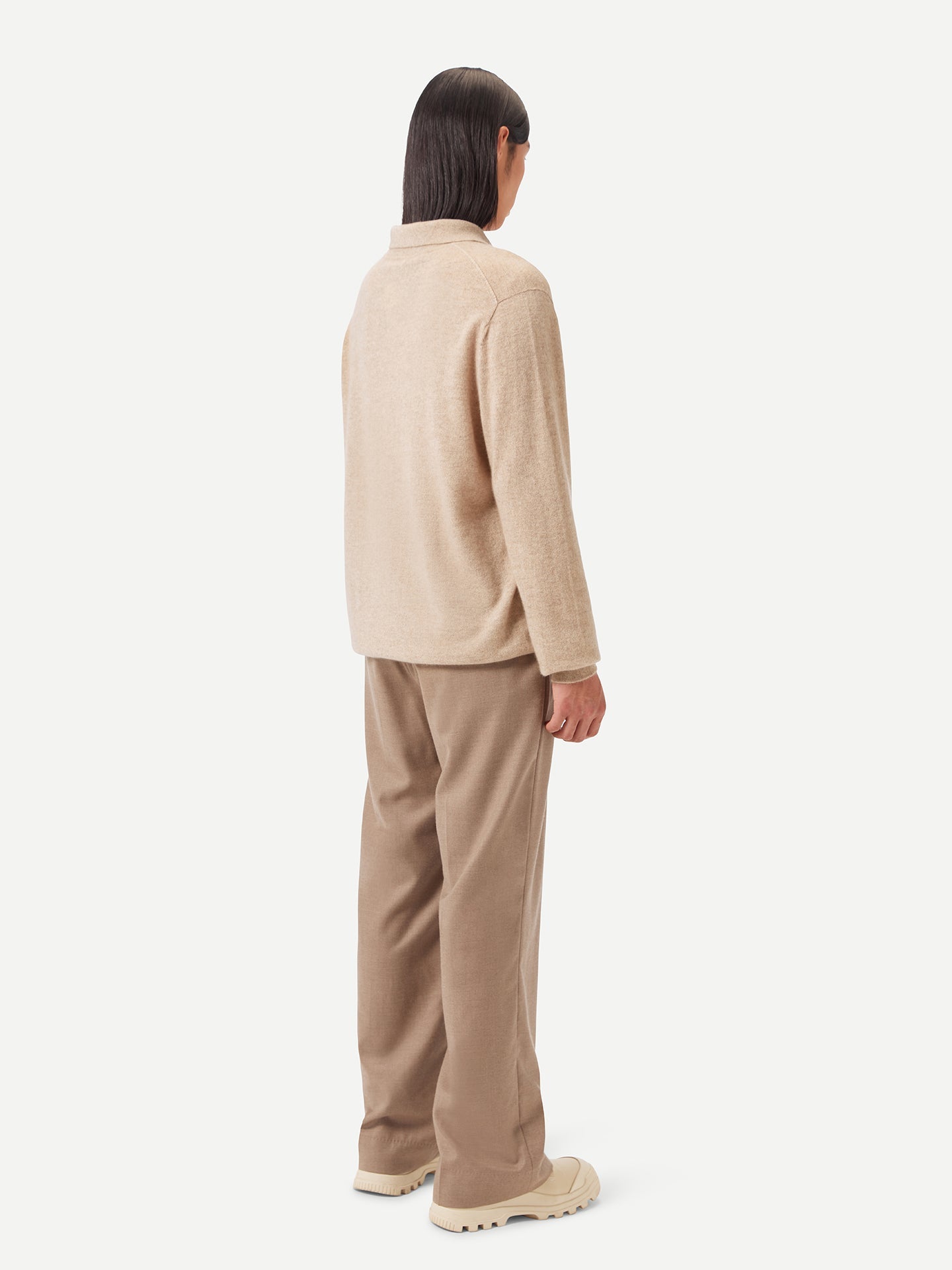 Pull col polo en Cachemire pour hommes Taupe - Gobi Cashmere