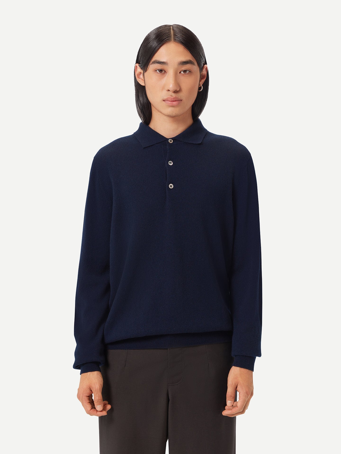 Pull col polo en Cachemire pour hommes Marin - Gobi Cashmere