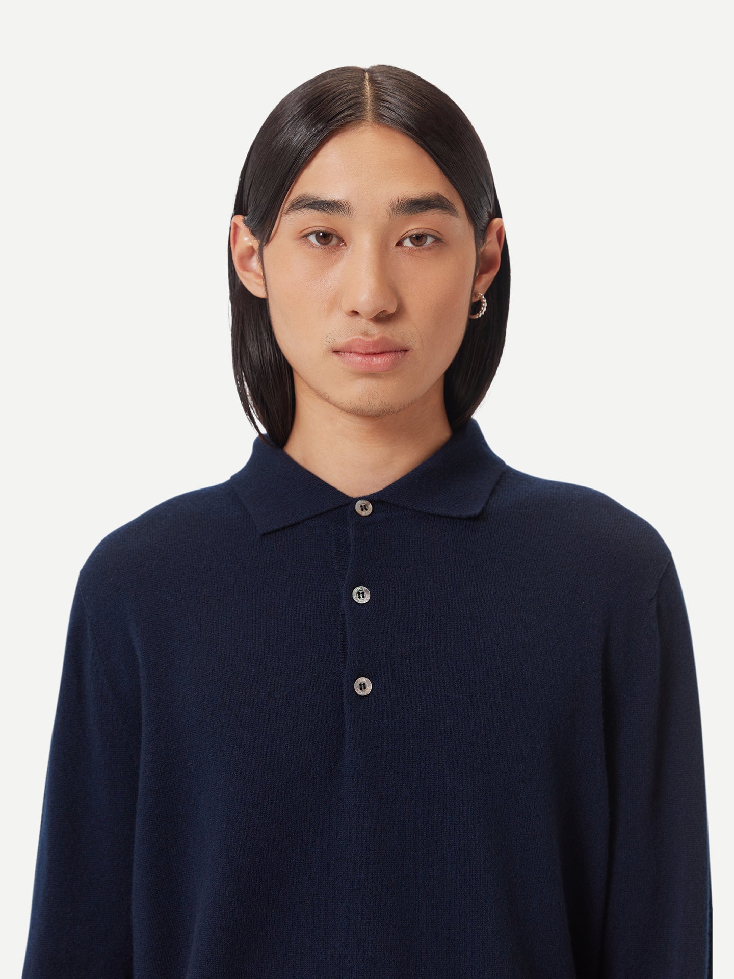 Pull col polo en Cachemire pour hommes Marin - Gobi Cashmere