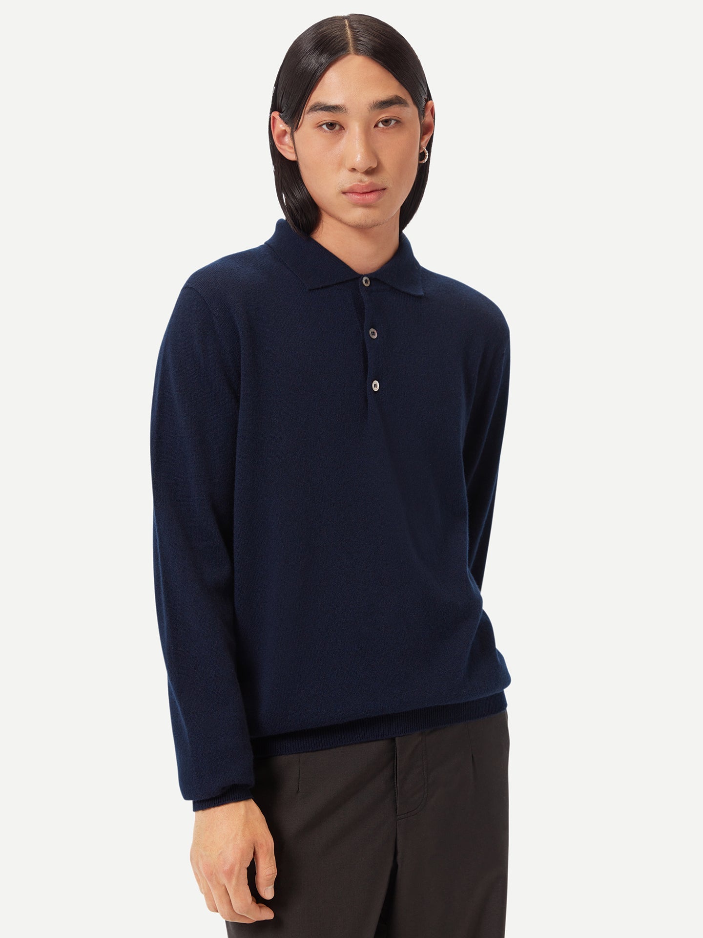 Pull col polo en Cachemire pour hommes Marin - Gobi Cashmere