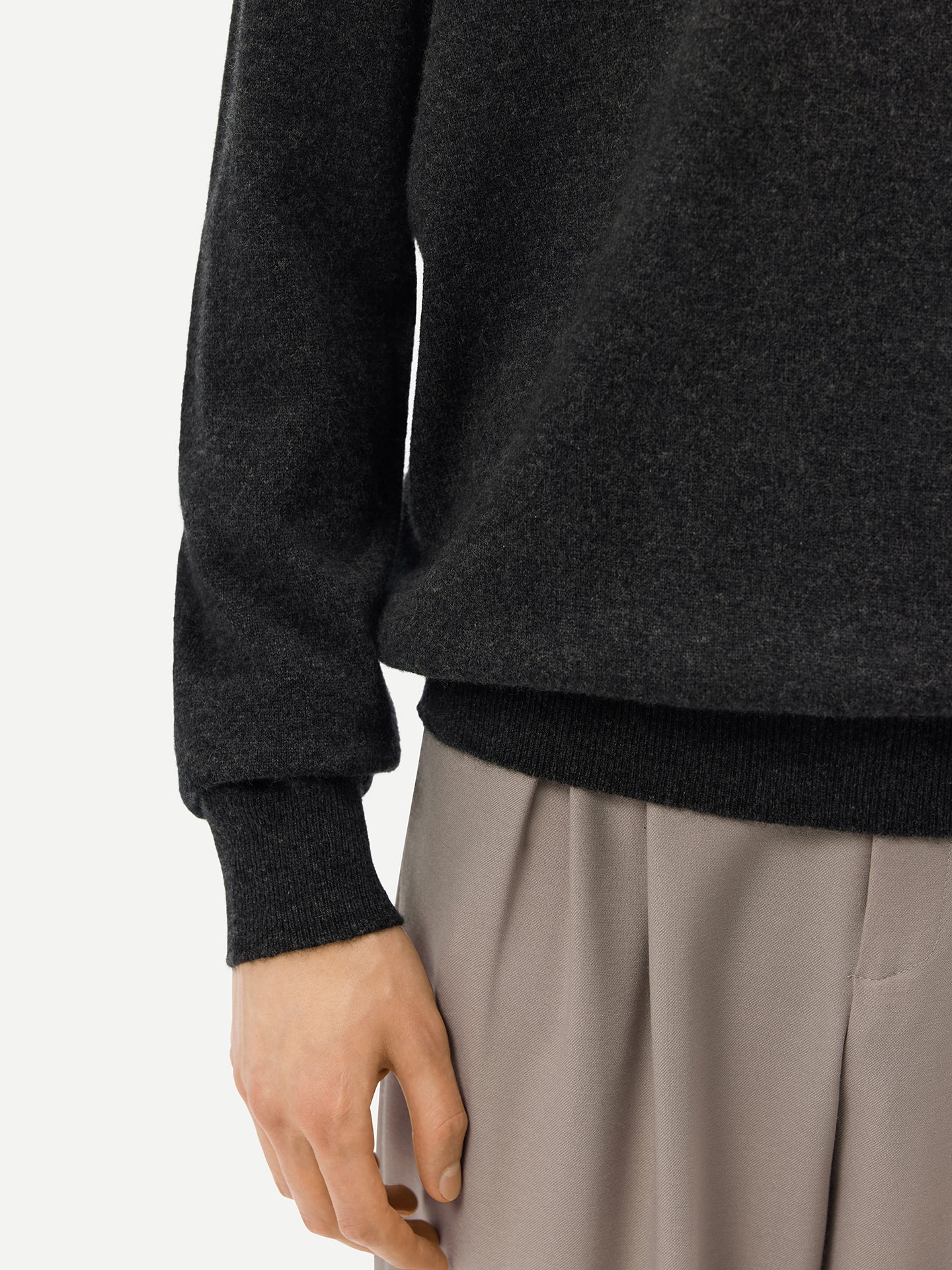 Pull col polo en Cachemire pour hommes Gris - Gobi Cashmere