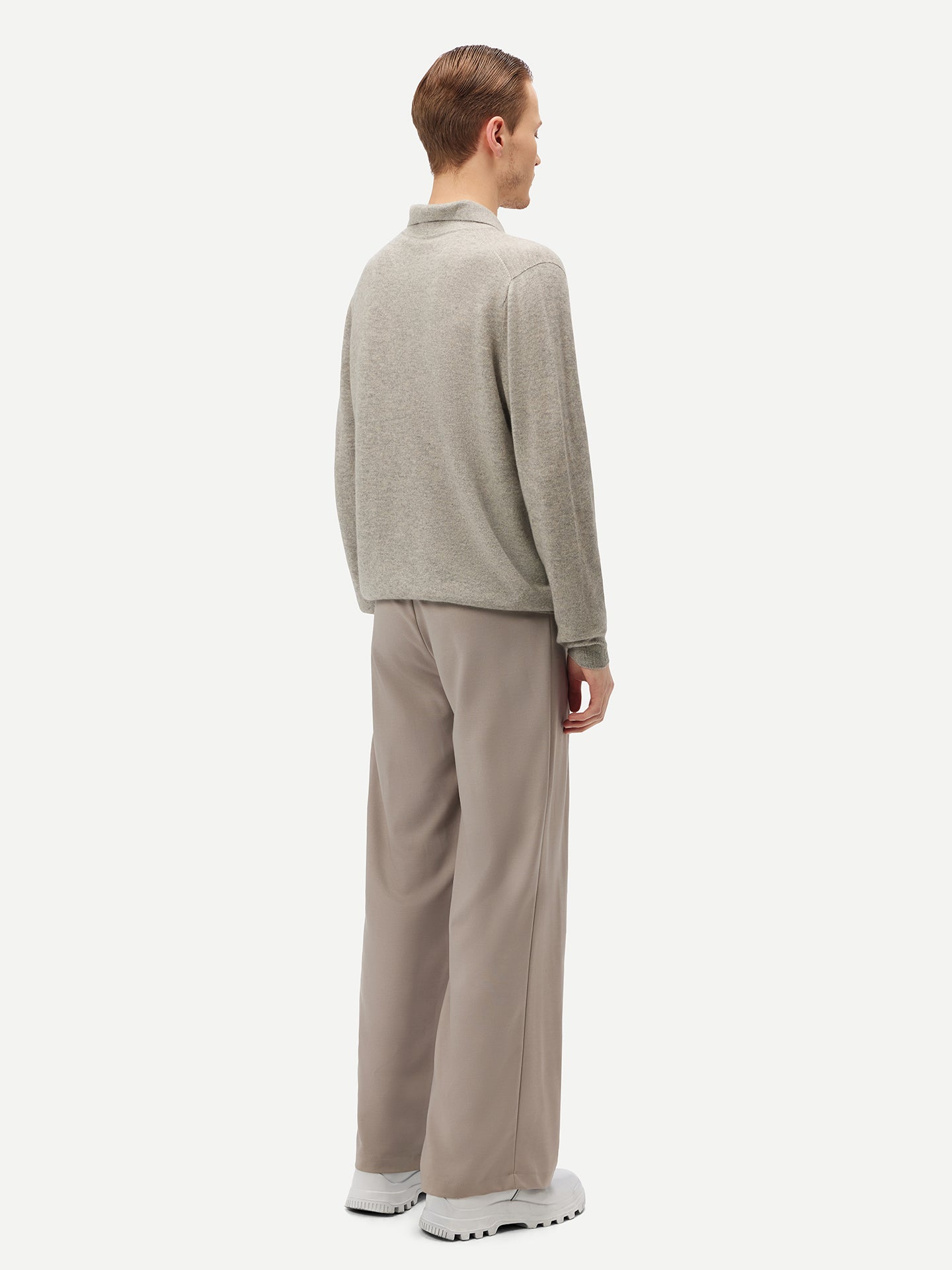 Pull col polo en Cachemire pour hommes Gris - Gobi Cashmere