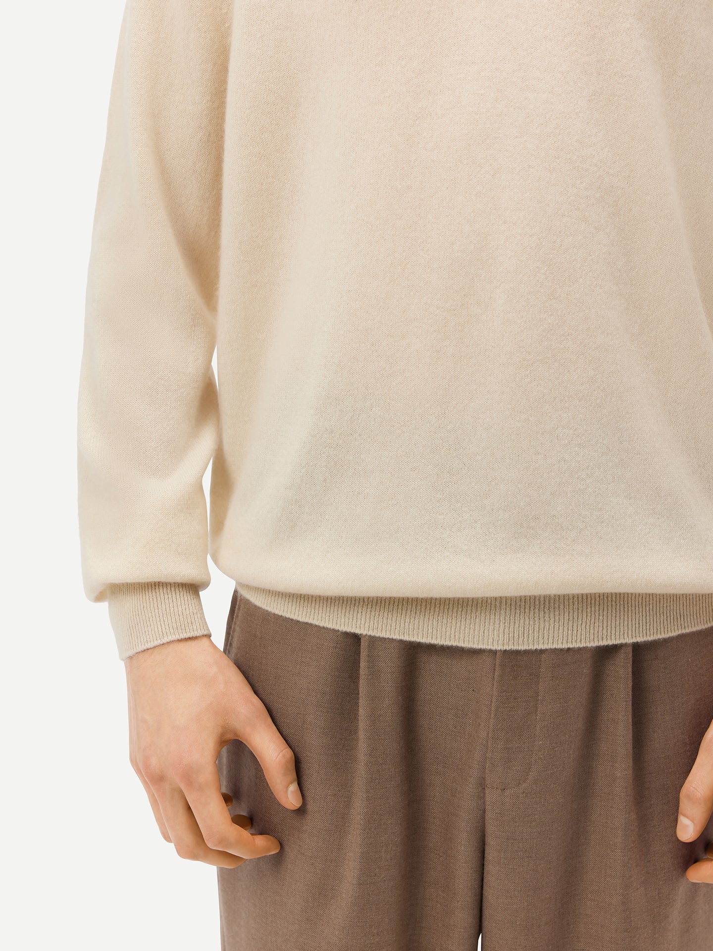 Pull col polo en Cachemire pour hommes Blanc - Gobi Cashmere
