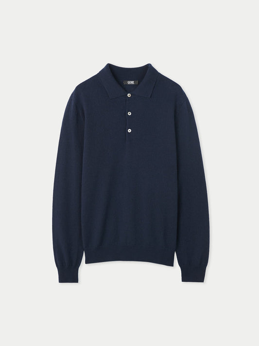 Pull col polo en Cachemire pour hommes Marin - Gobi Cashmere