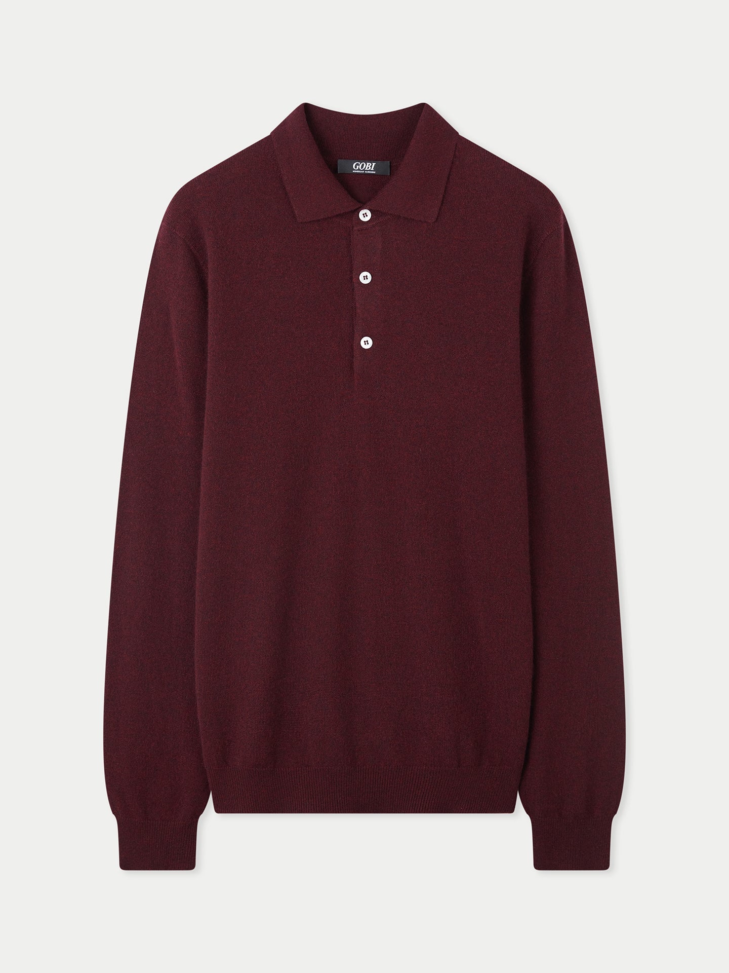Men's Cashmere Polo Sweater Zinfandel - Gobi Cashmere