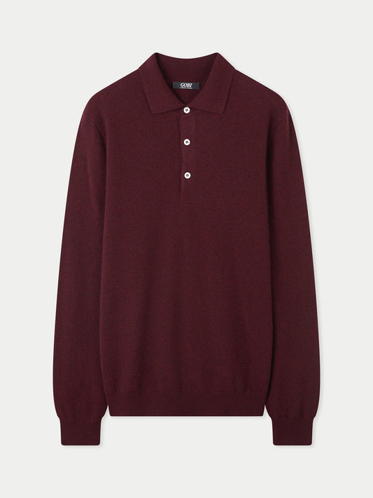 Men's Cashmere Polo Sweater Zinfandel - Gobi Cashmere