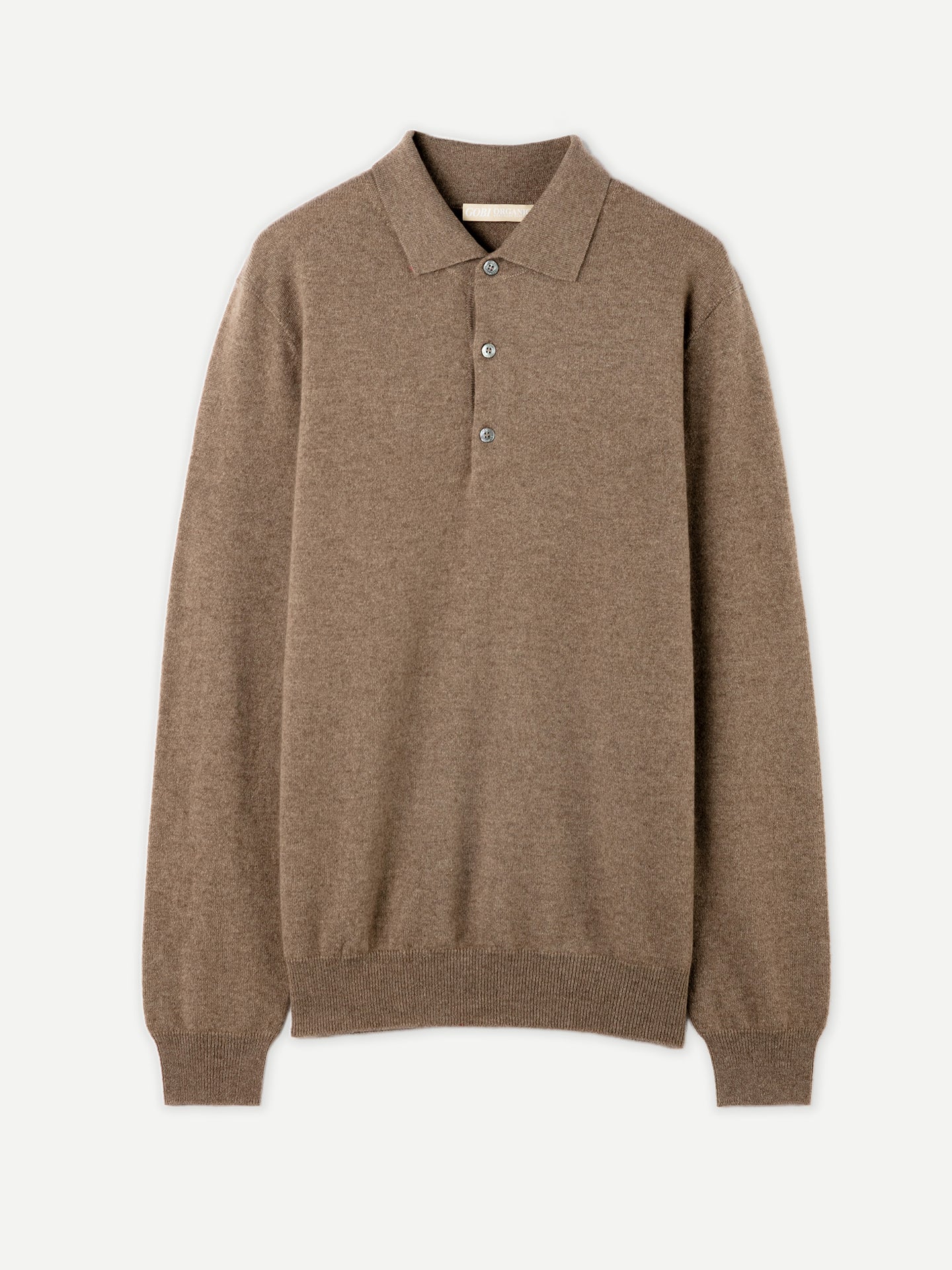 Pull col polo en Cachemire pour hommes Taupe - Gobi Cashmere