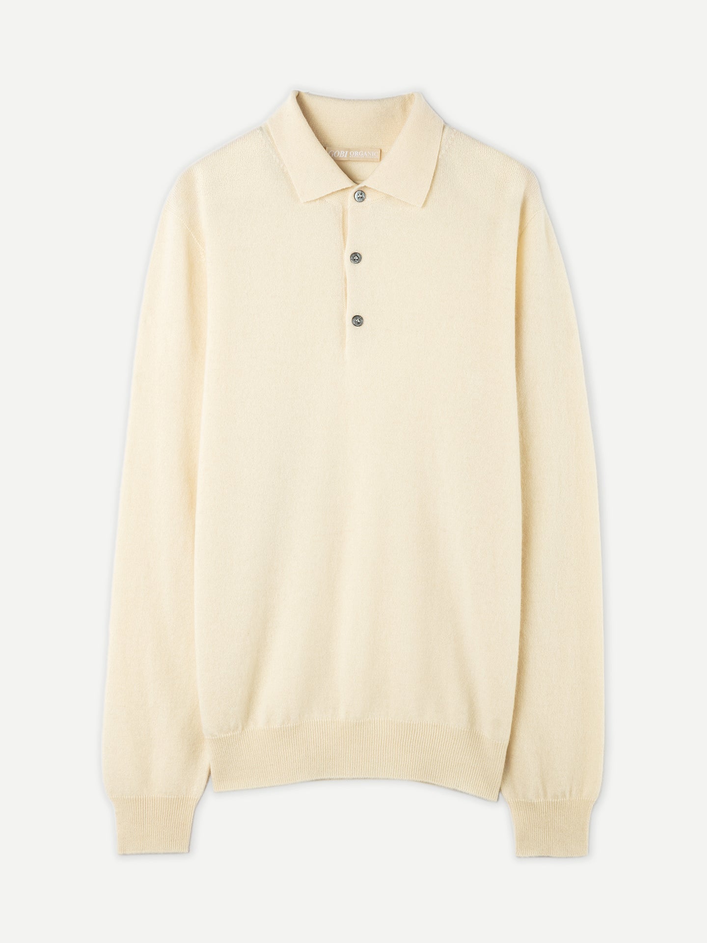 Pull col polo en Cachemire pour hommes Blanc - Gobi Cashmere