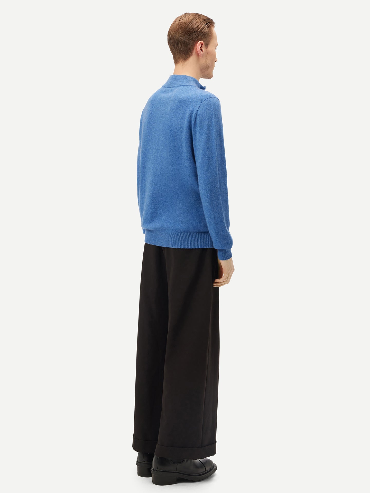 Pull polo demi zippé pour homme , couleur Marin - Gobi Cashmere