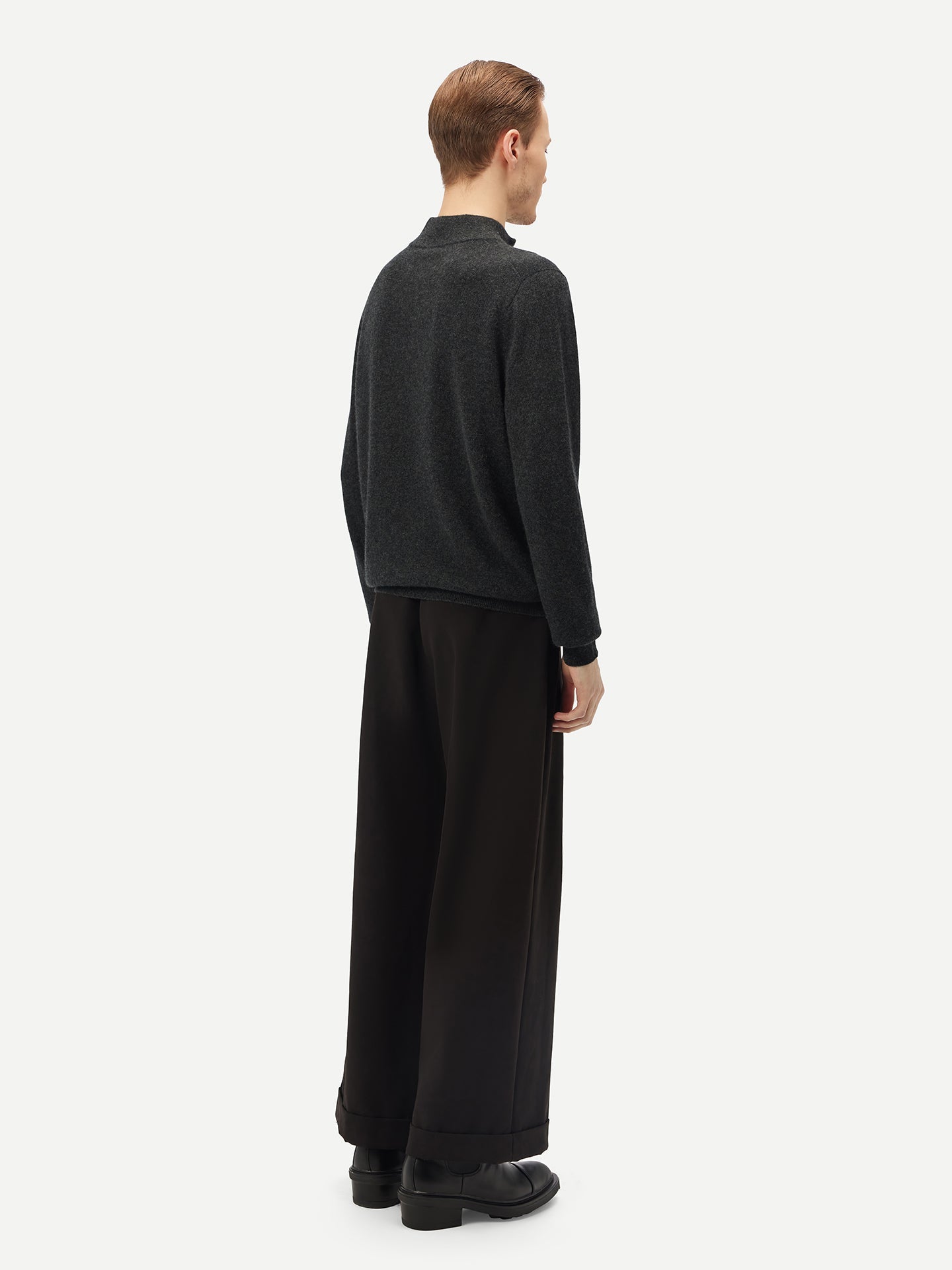 Pull polo demi zippé pour homme , couleur Gris - Gobi Cashmere