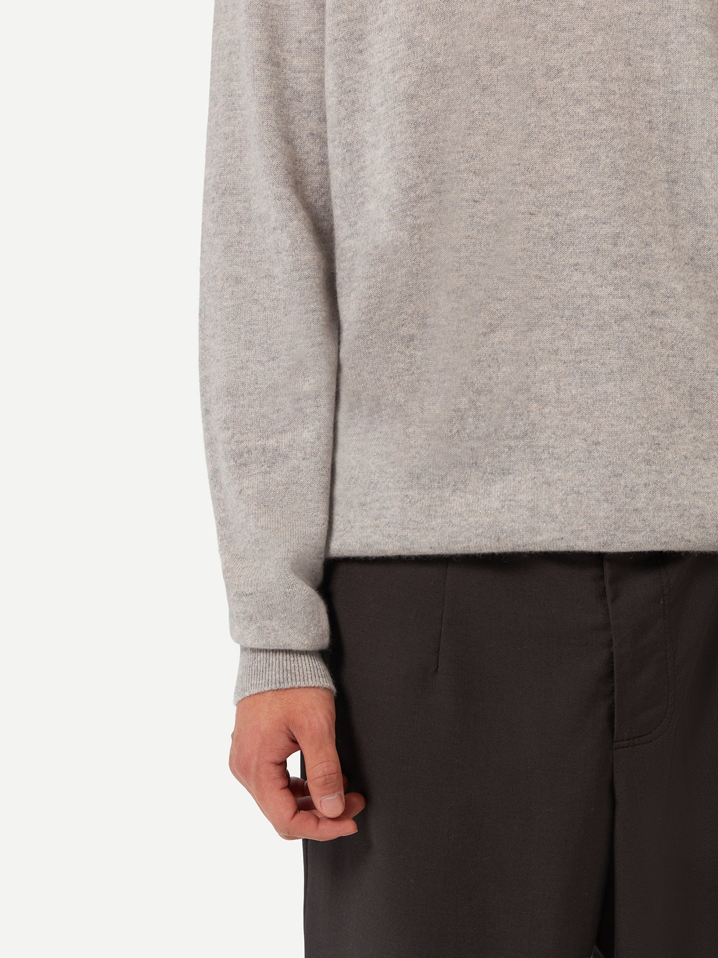 Pull polo demi zippé pour homme , couleur Gris - Gobi Cashmere